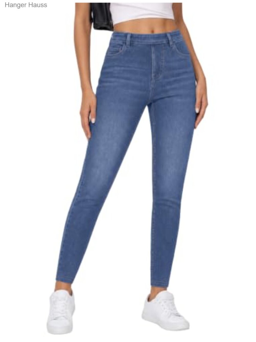 High Waisted Skinny Jeans Stretchy Denim Ankle Jeggings with Pockets